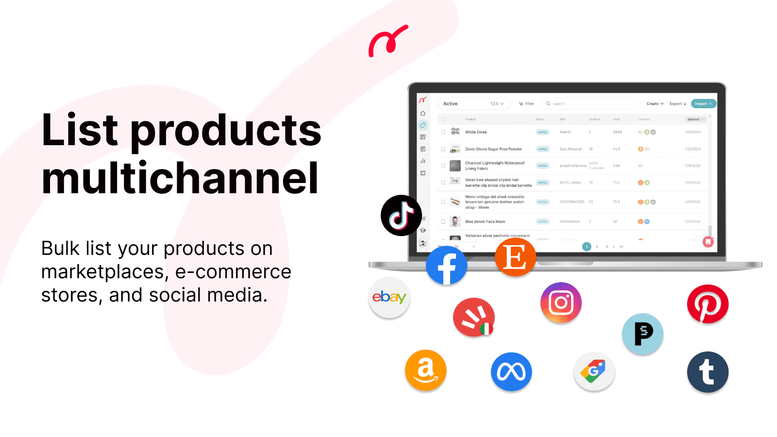 Bulk list your products from Shopify to eBay, Amazon, Etsy, Meta