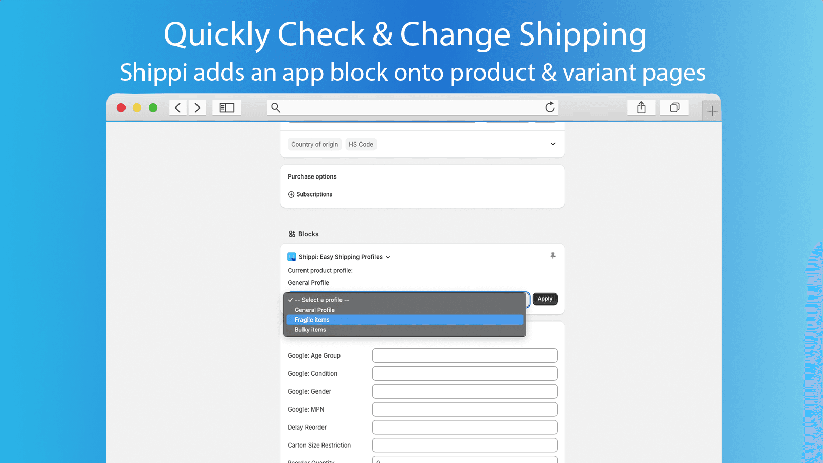 Change shipping individually