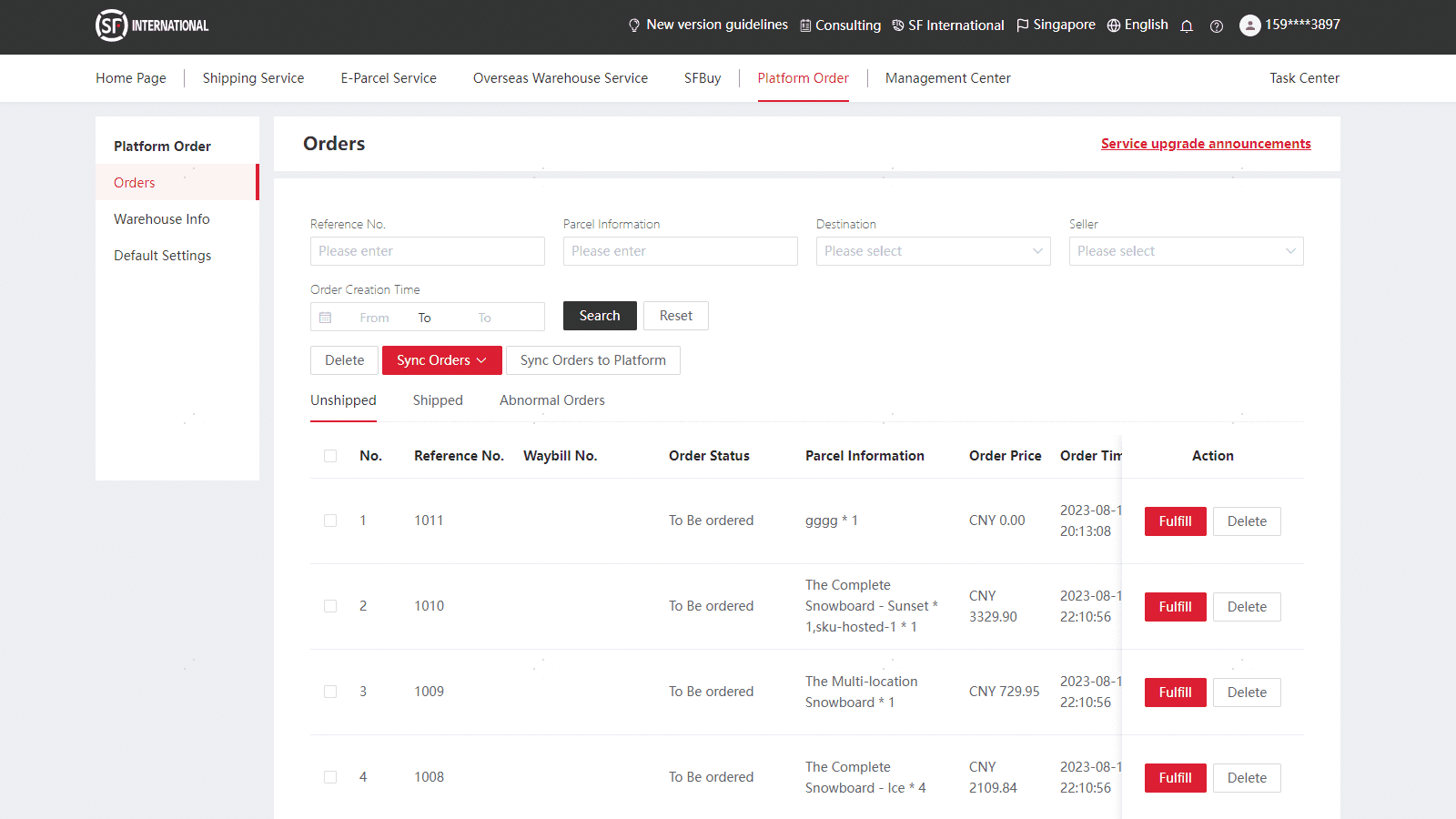 Quick ordering, order management and other services