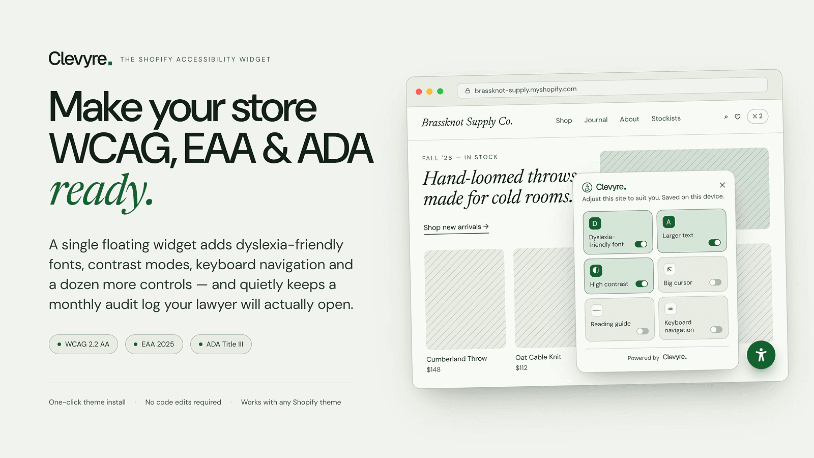 Web accessibility widget for WCAG, EAA, ADA readiness by Clevyre