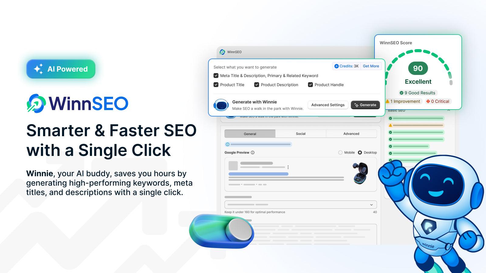 WinnSEO AI SEO optimizing Shopify SEO with Bulk Automation