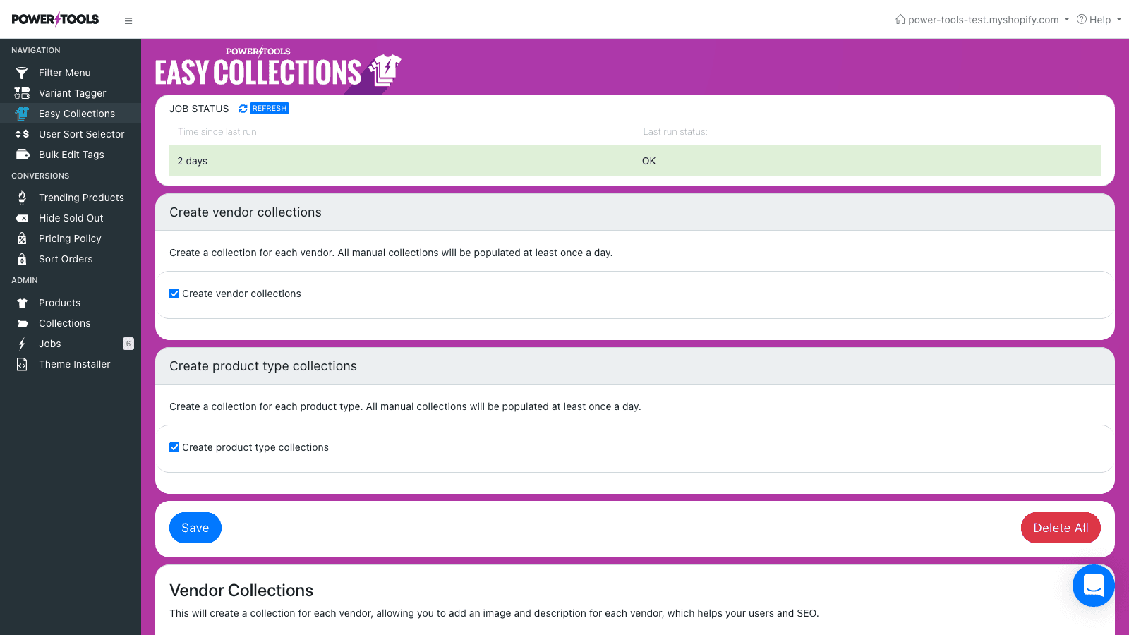 Create brand and type collections