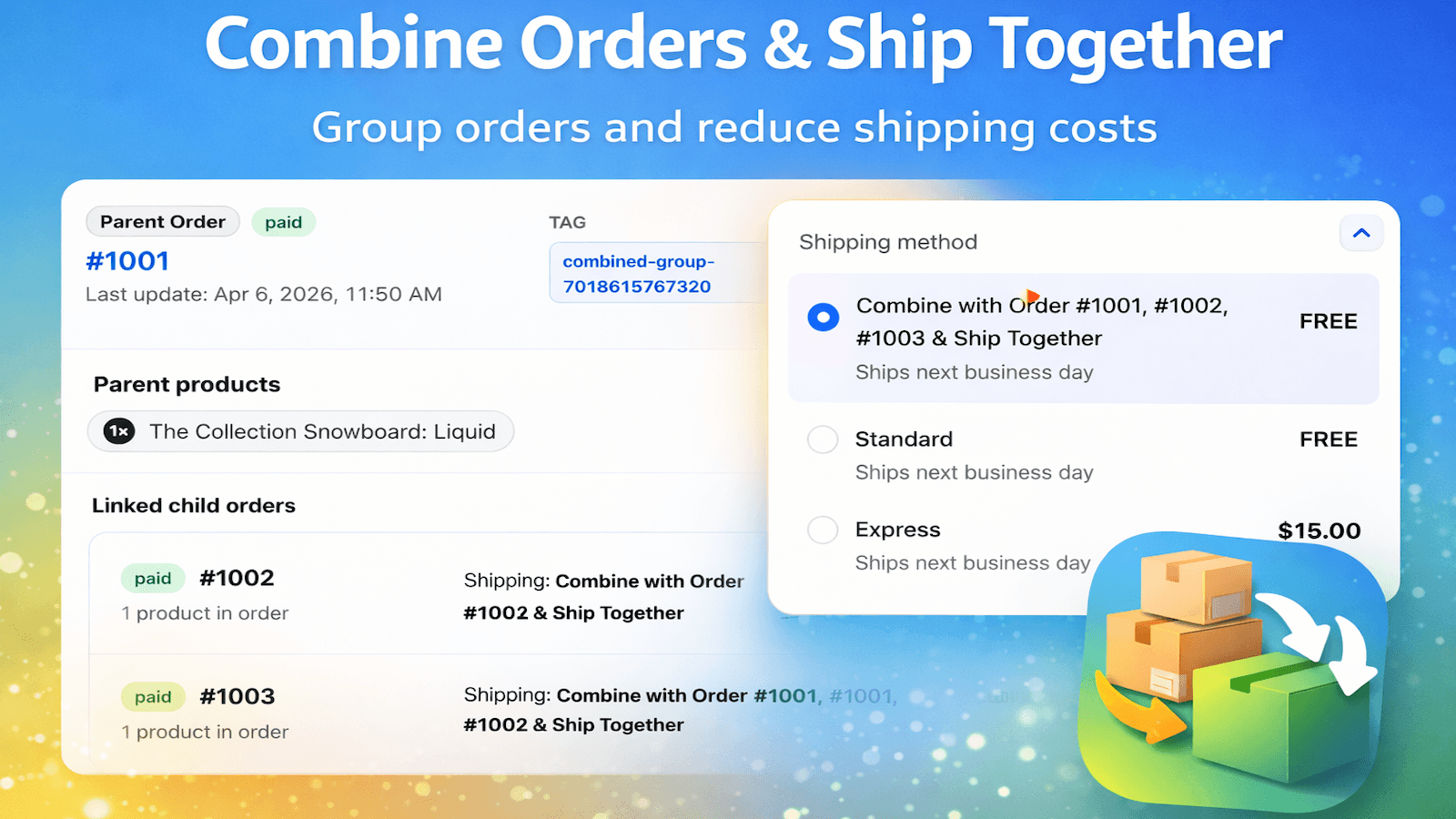 Combine orders at checkout to reduce shipping costs