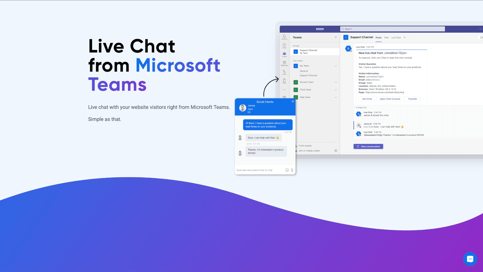 Live Chat with visitors from Microsoft Teams