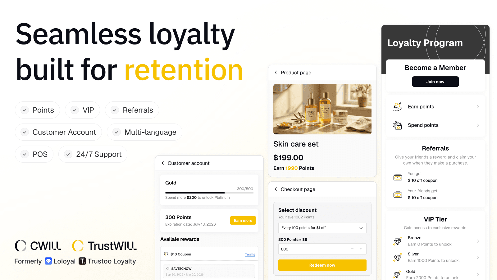TrustWILL Shopify Loyalty App Rewards Referral VIP Retention LTV