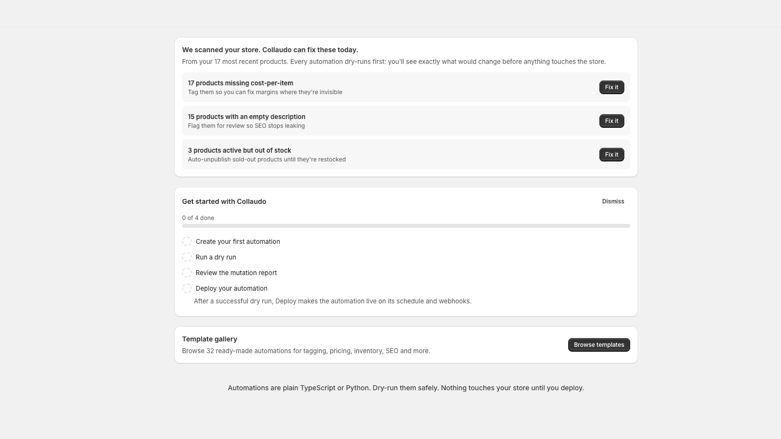 Collaudo dashboard
