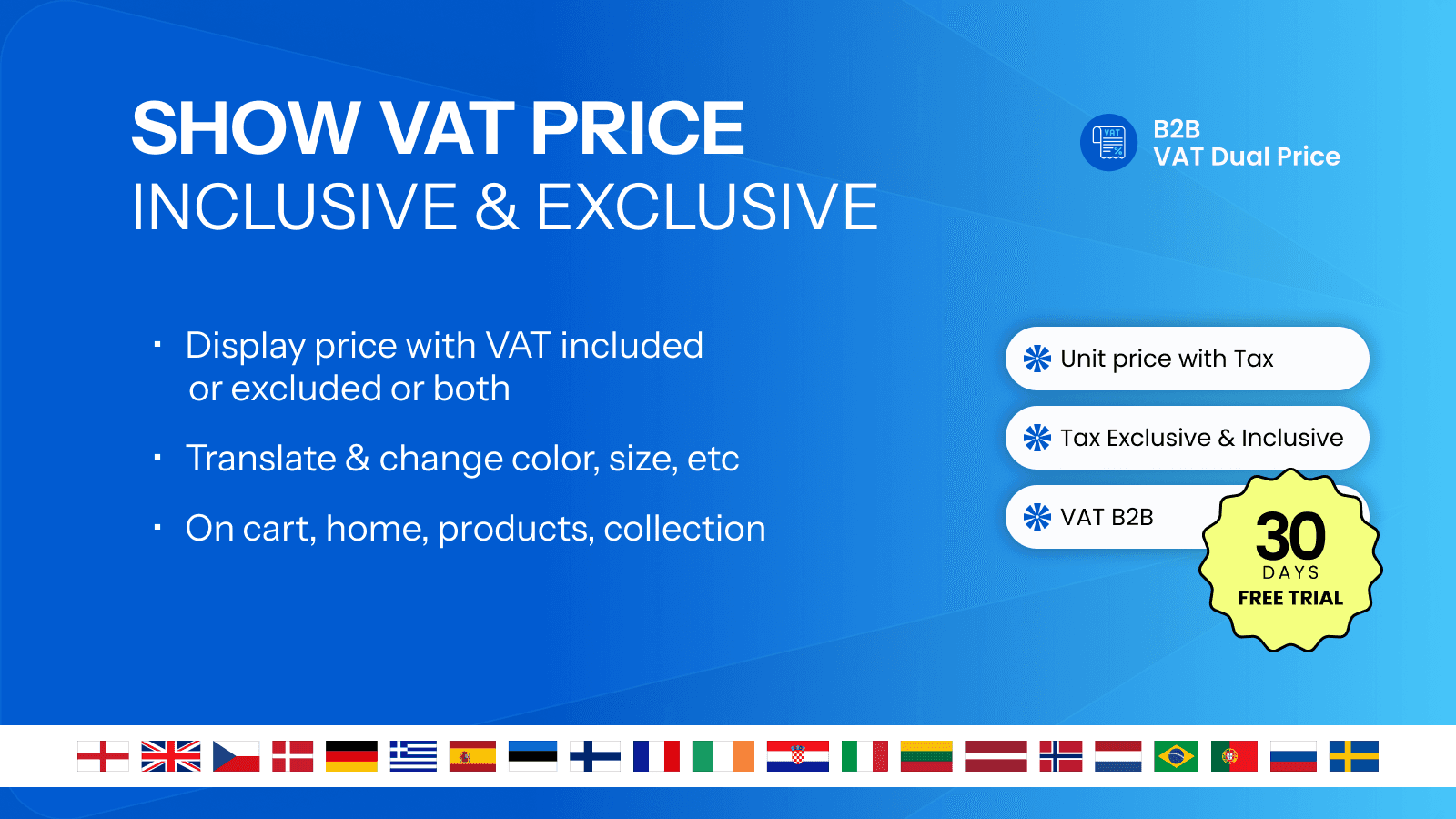 Validate VAT & Show vat exclusive and include price for products