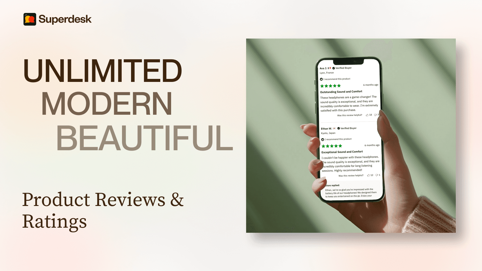 Unlimited, modern, beautiful product reviews and ratings app