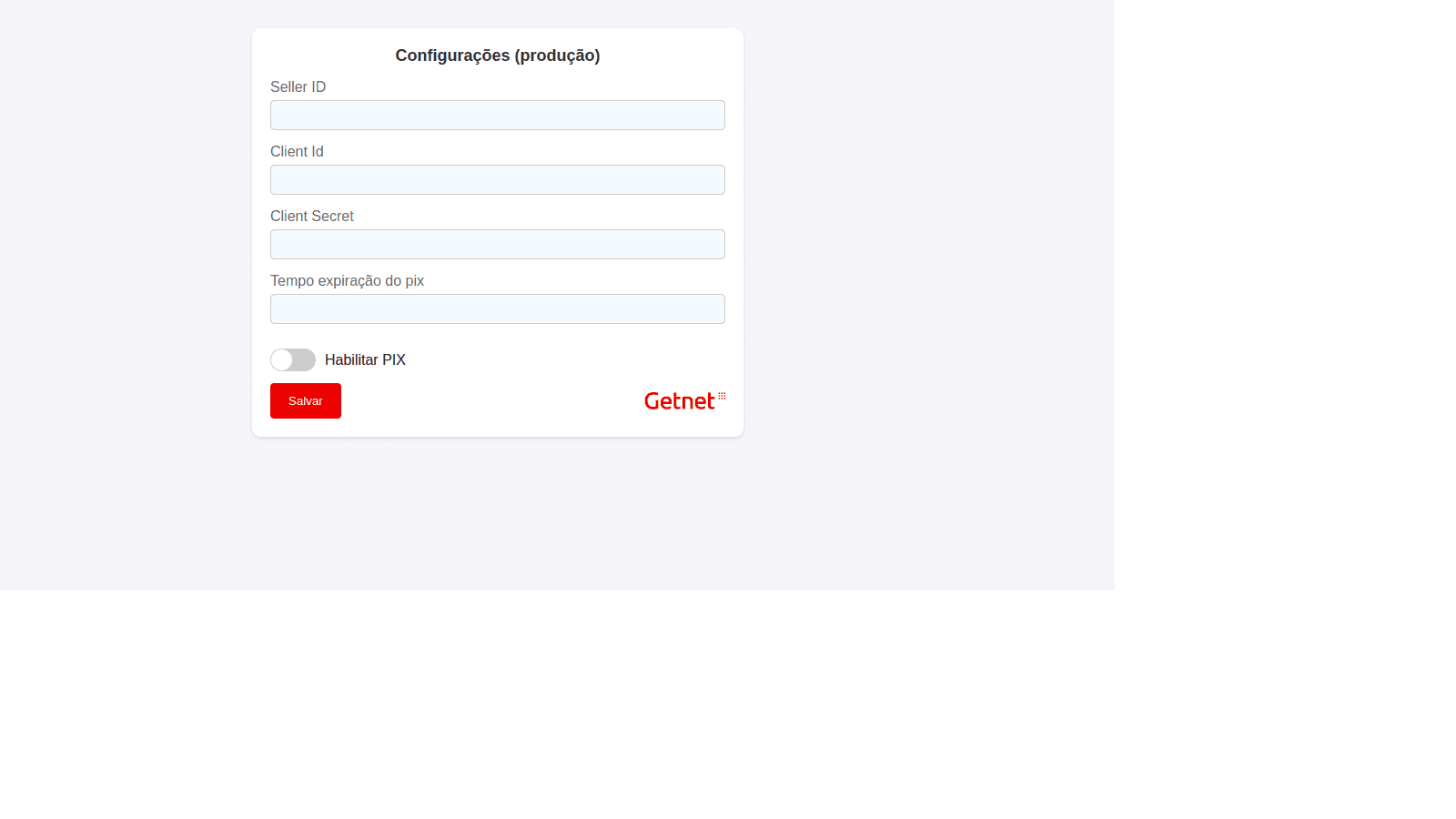 tela de configuração
