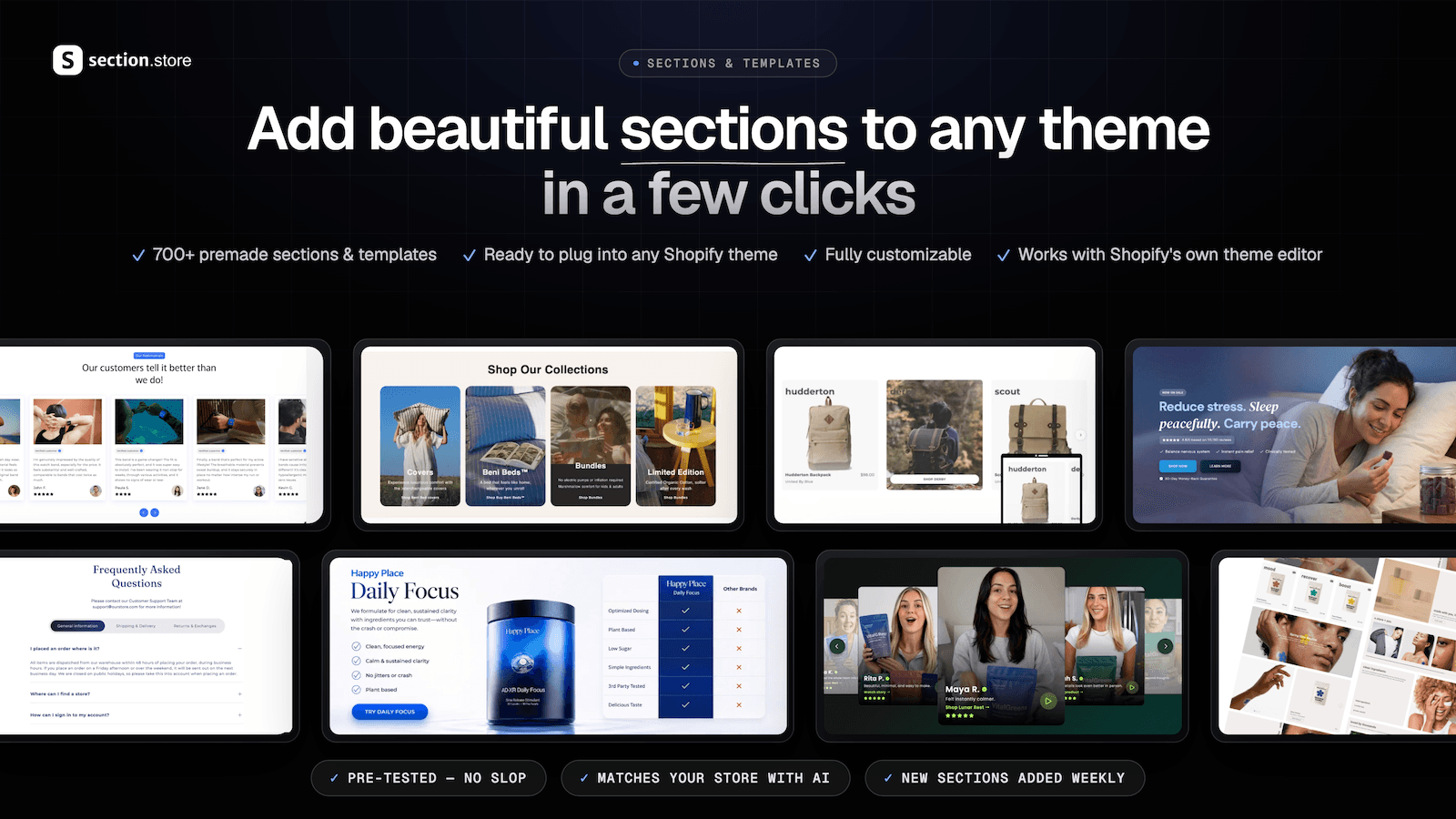 section store - Shopify section library