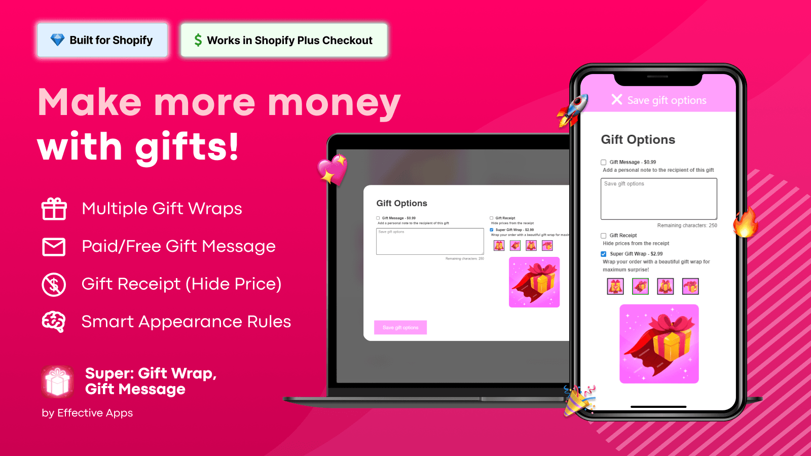 Gift options upsell shown pre-checkout to increase AOV & revenue