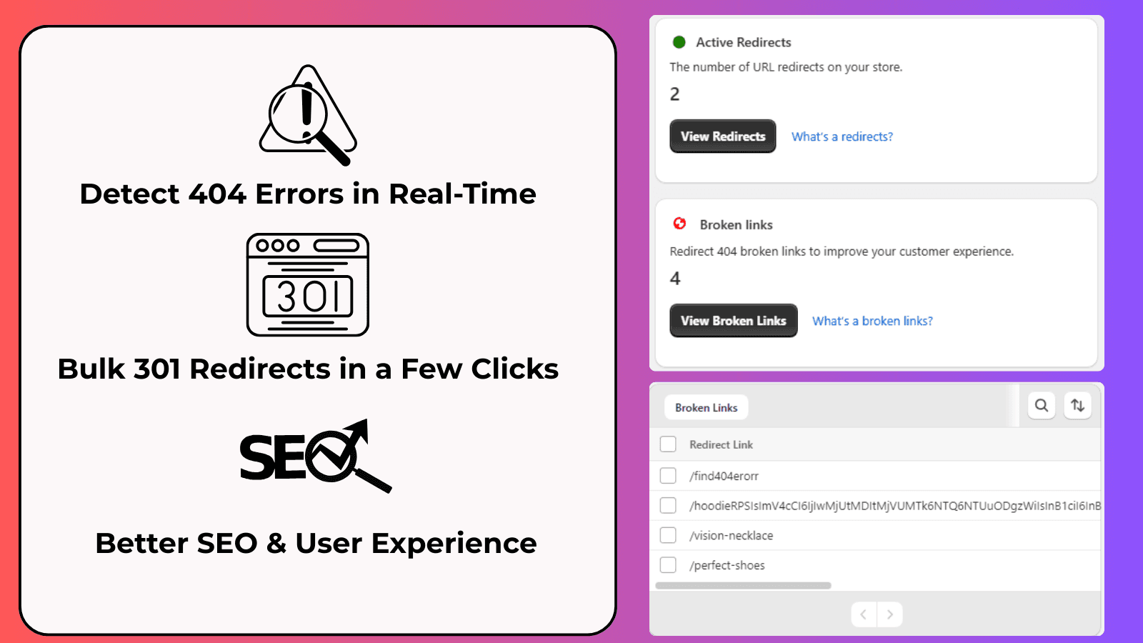 Detect 404 Broken links error