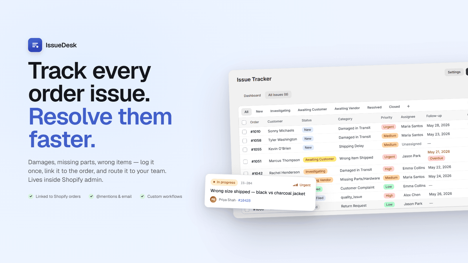 IssueDesk dashboard