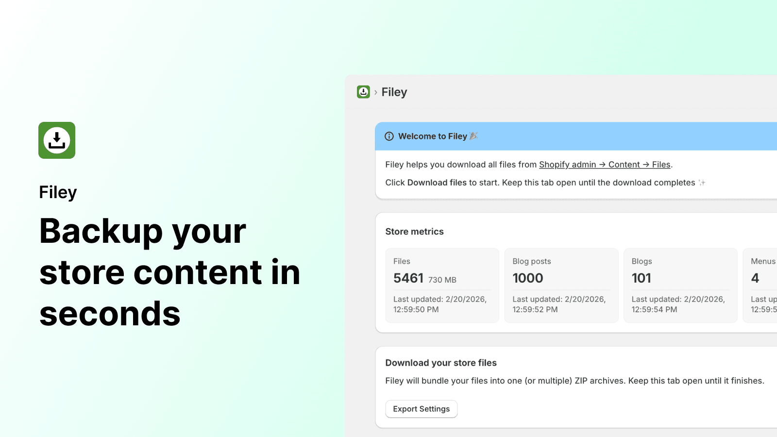 Filey homepage dashboard