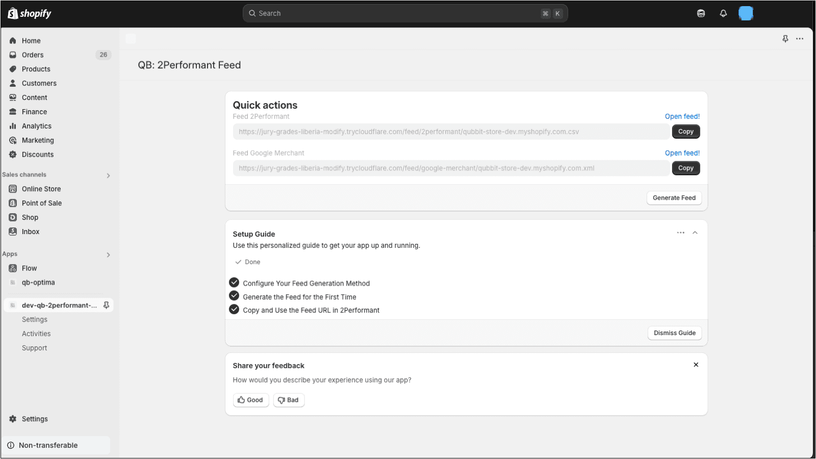Generate 2Performant feed