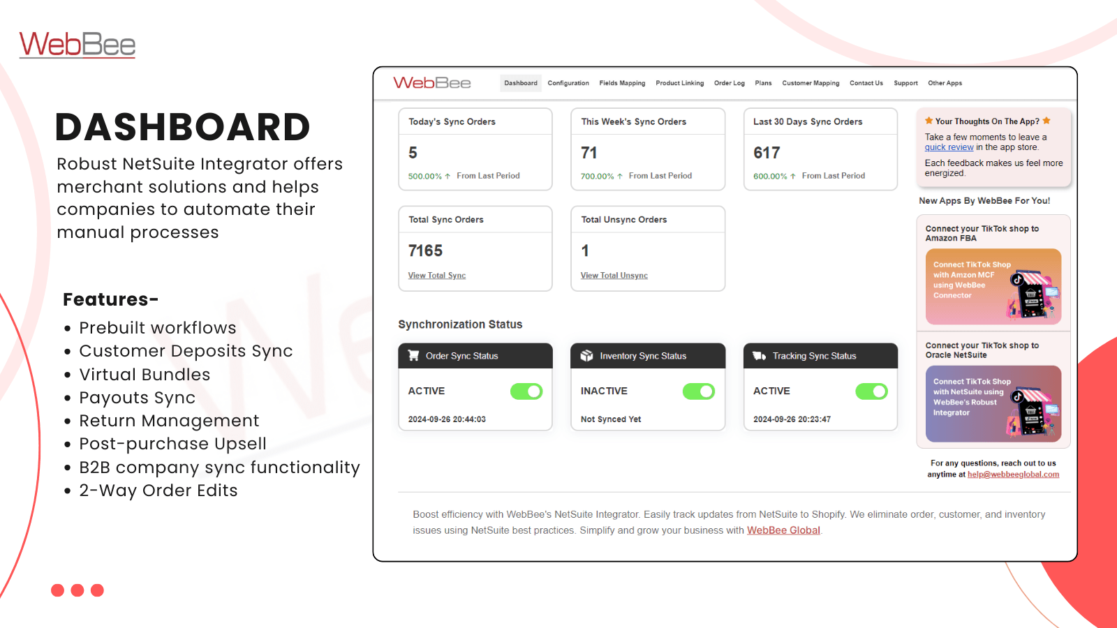 Easy to navigate dashboard