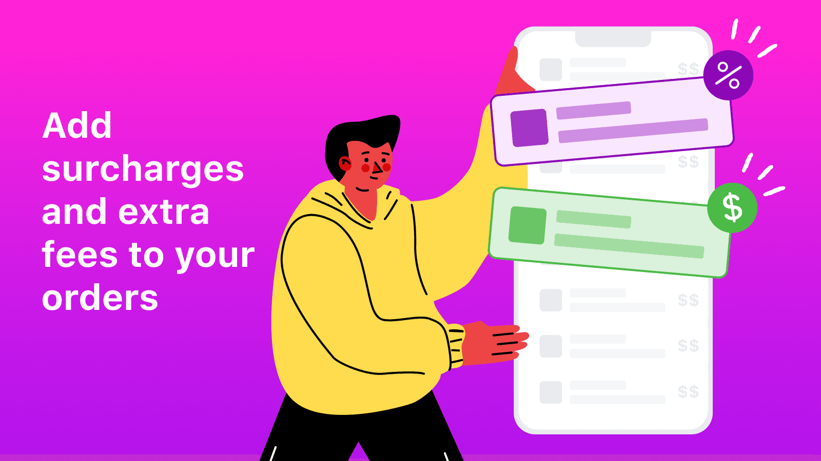 Add surcharges, extra fees & tariffs to your orders