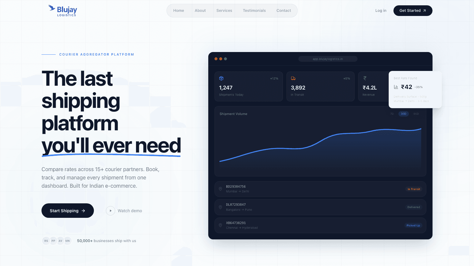 Landing page.