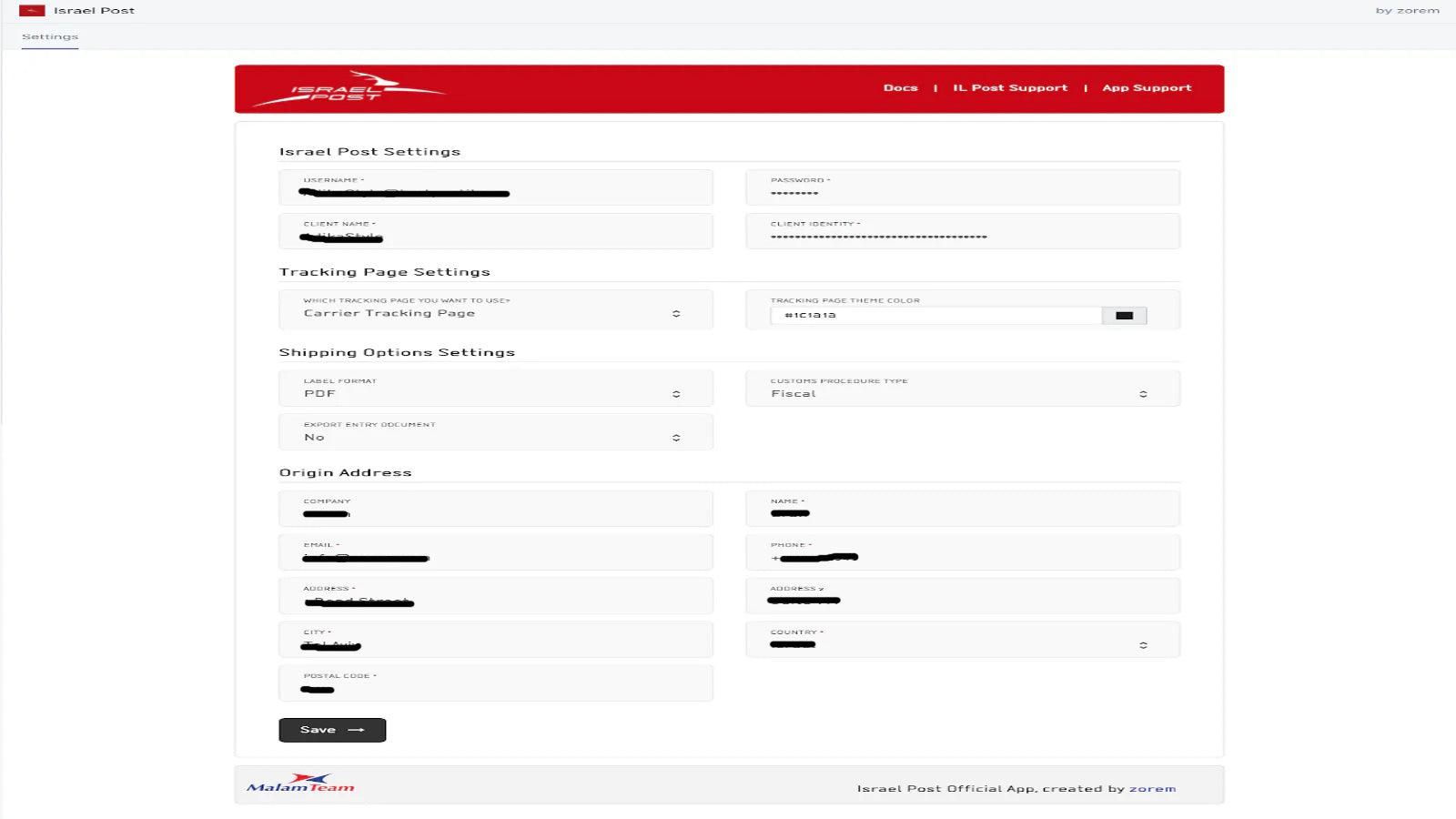 Shipping Label Creation Form