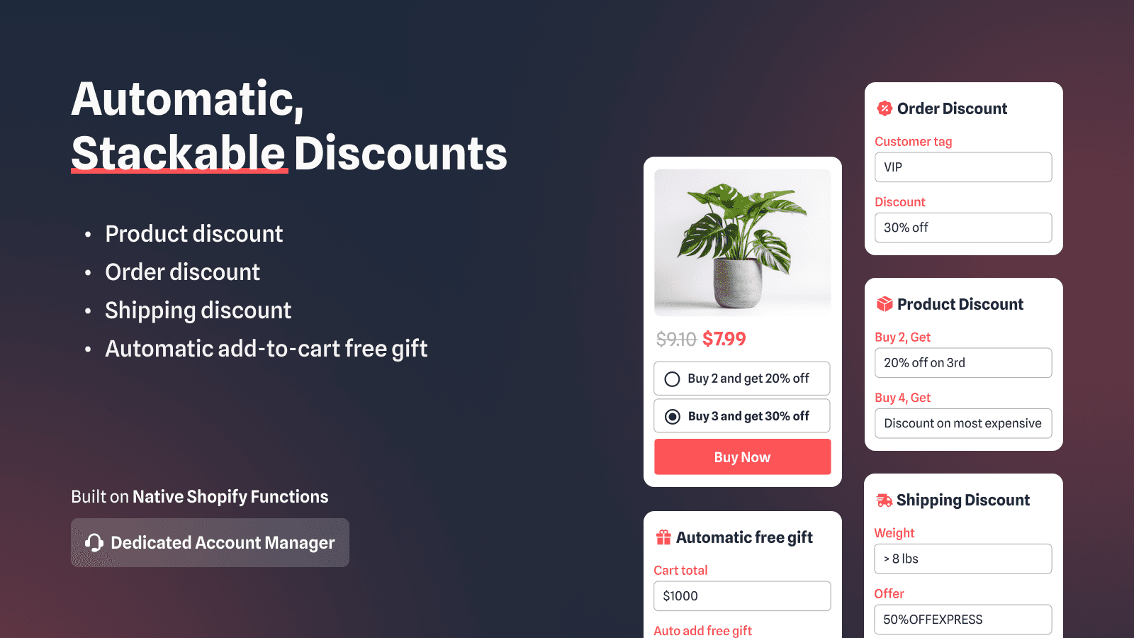 Automatic discount, free gift with purchase