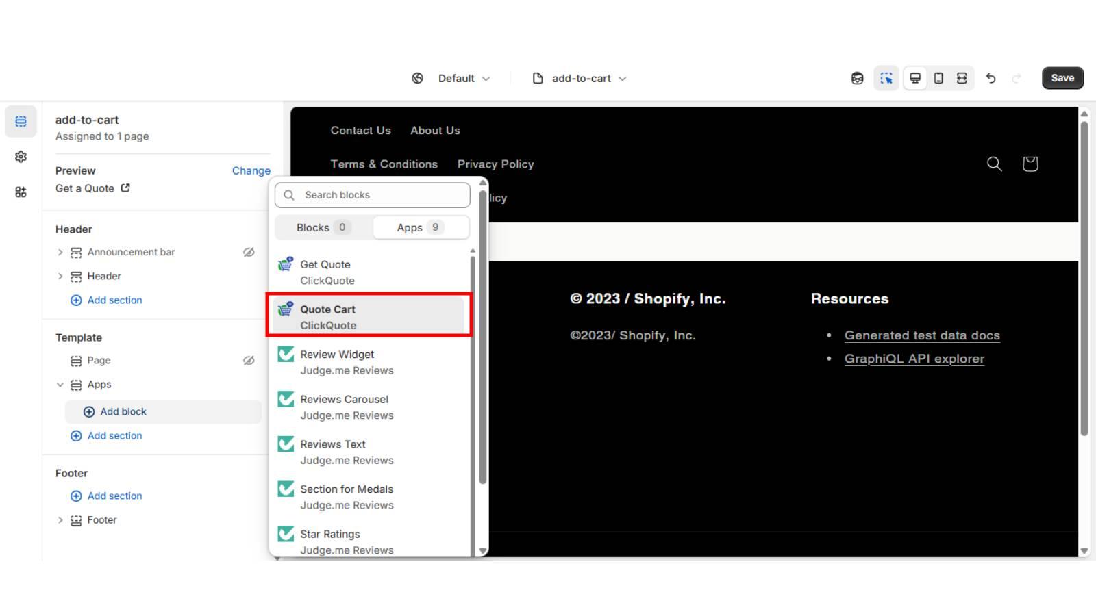 Setting up quote page