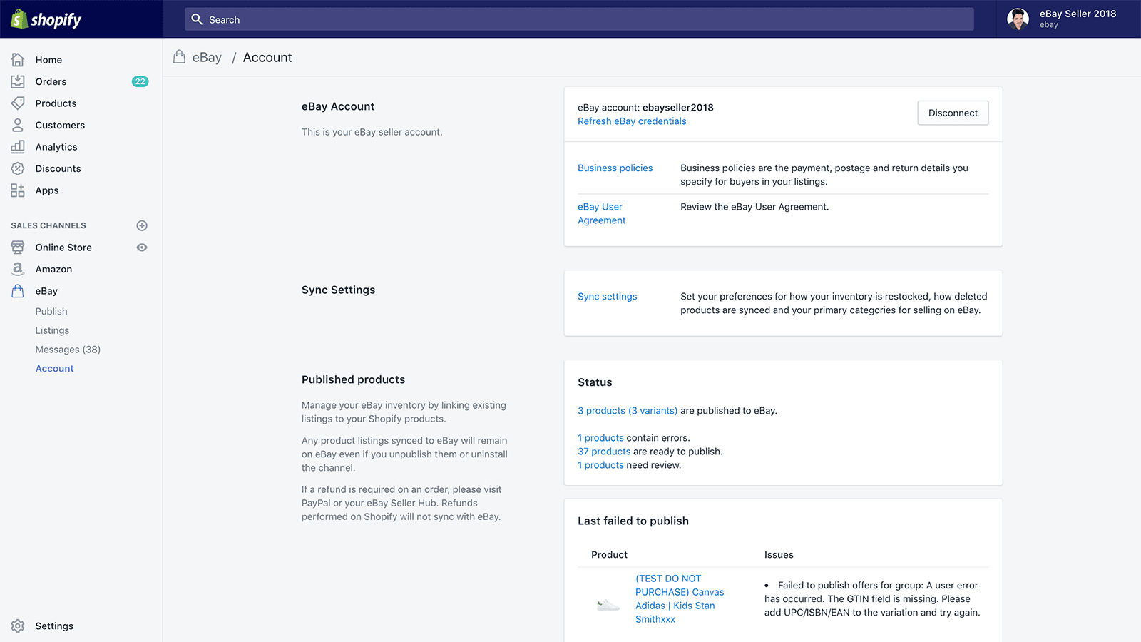 Manage your eBay business policies from inside Shopify