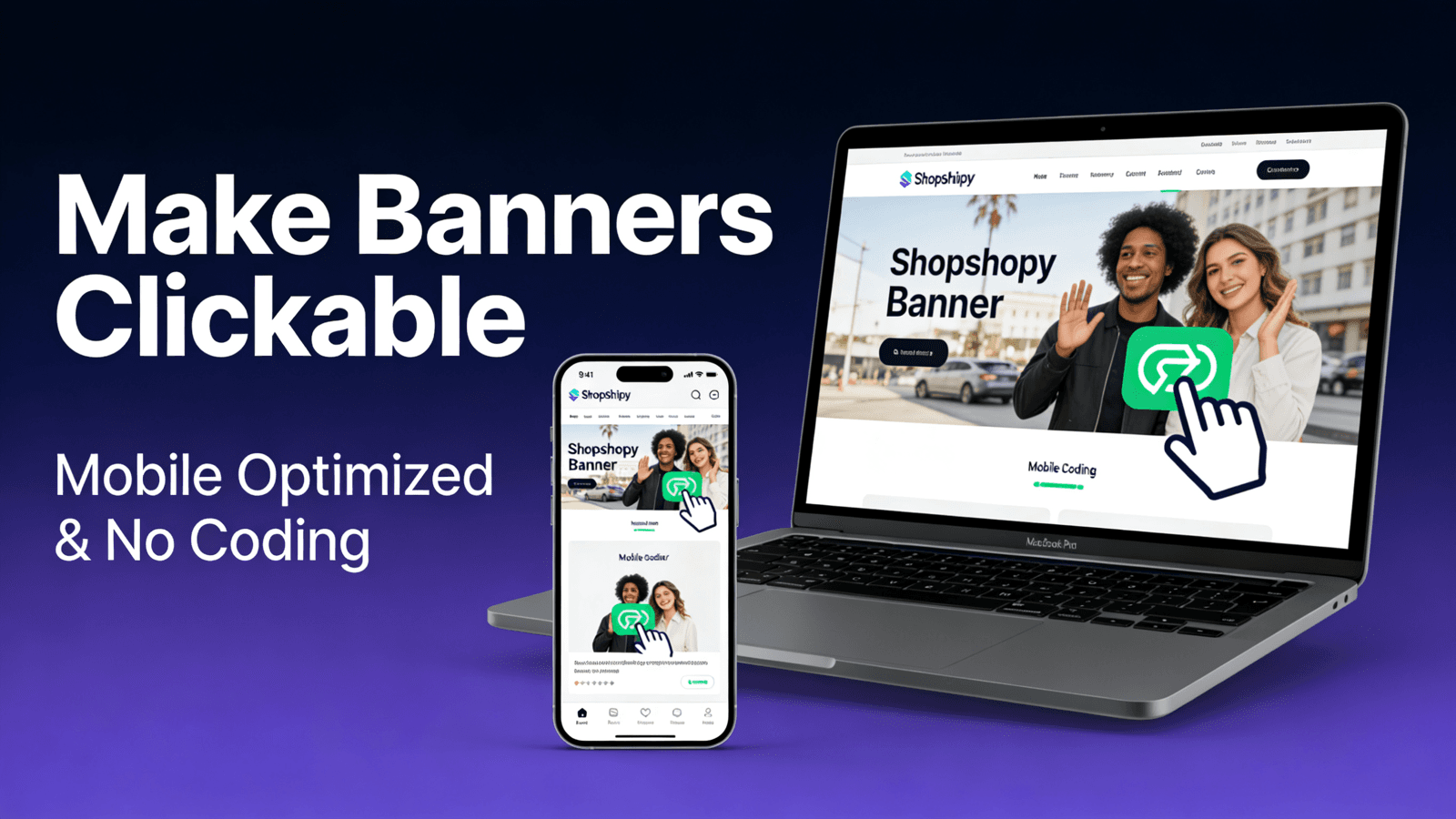 Shopify store banner showing a clickable link on a hero image