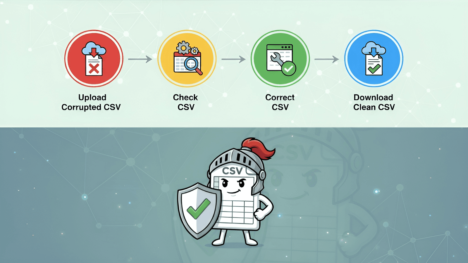 Apps 4 Steps Process: Upload, Analyse, Clean, Download