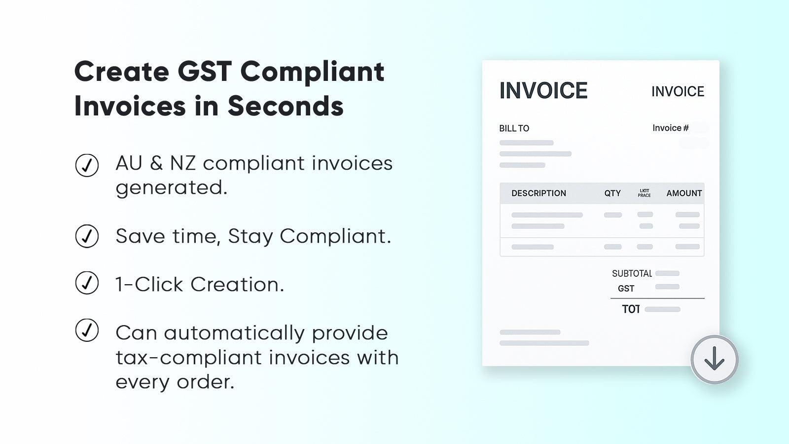 Generate AU & NZ GST Tax Invoices