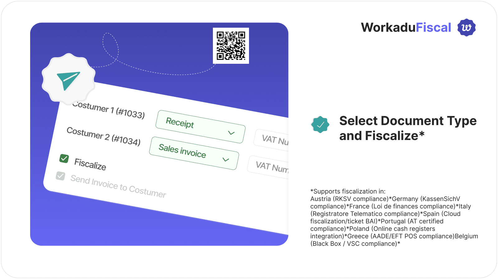 Issue receipts and invoices and send them for fiscalization
