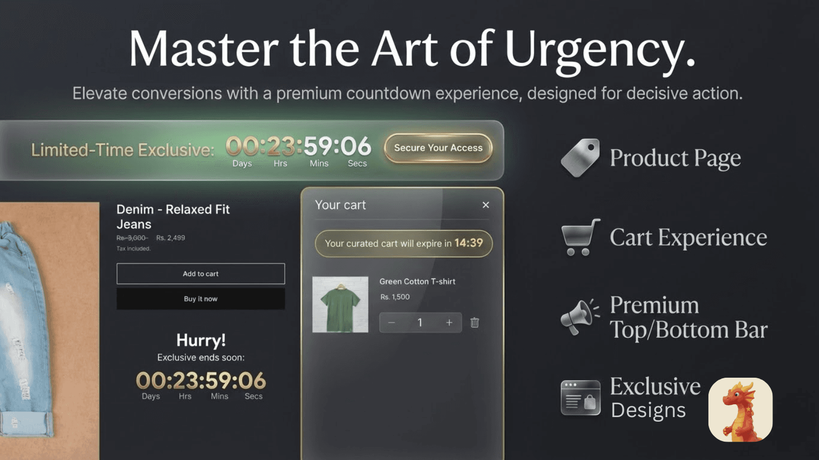 Countdown timer bar on online store