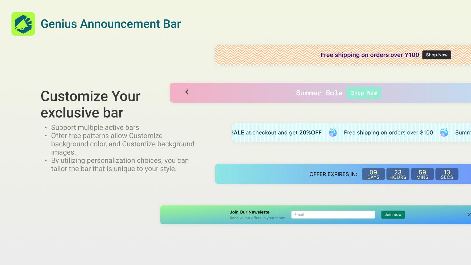 Customize your exclusive bar