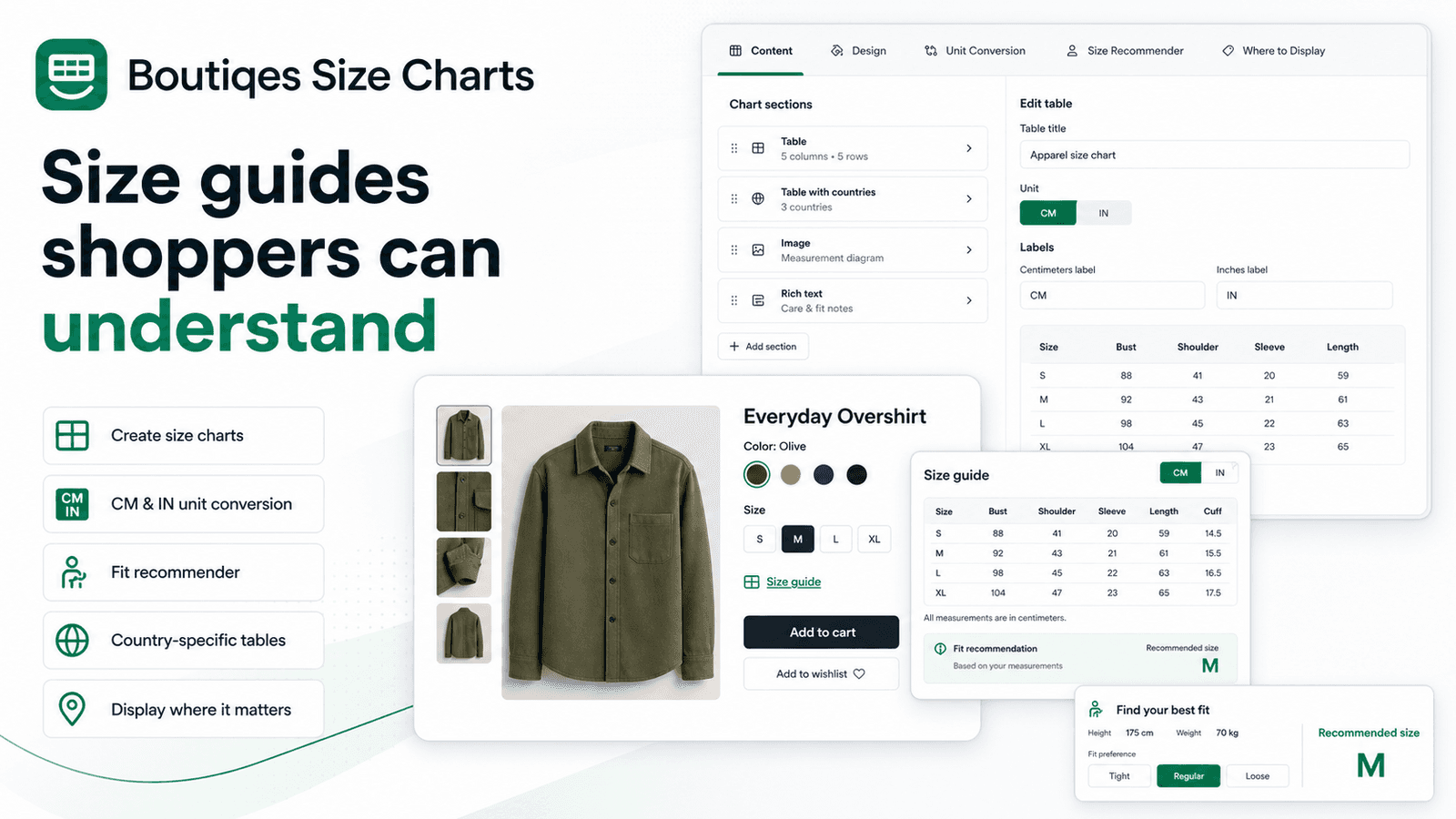 Size charts shoppers can understand.