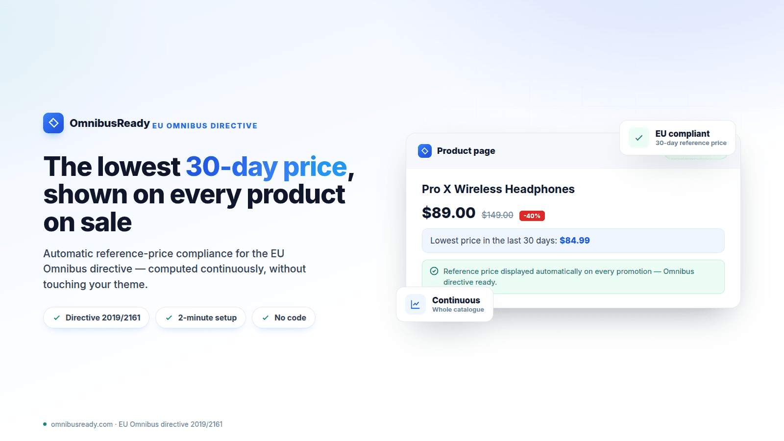 Automatic 30-day reference price on a Shopify product