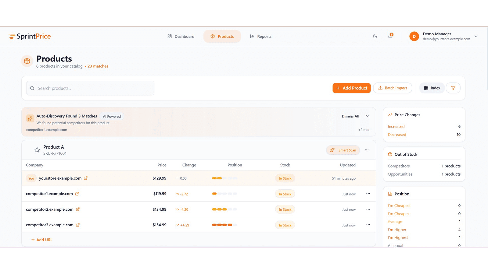 Discover and add competitor URLs automatically for your products