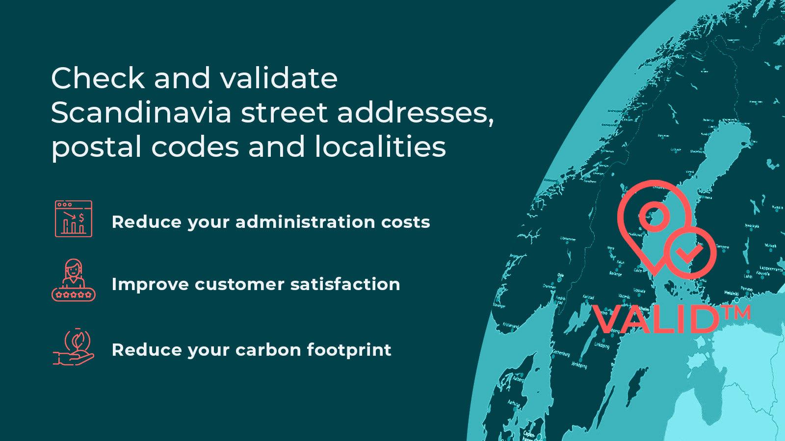 Check and validate Scandinavia street addresses and postal codes