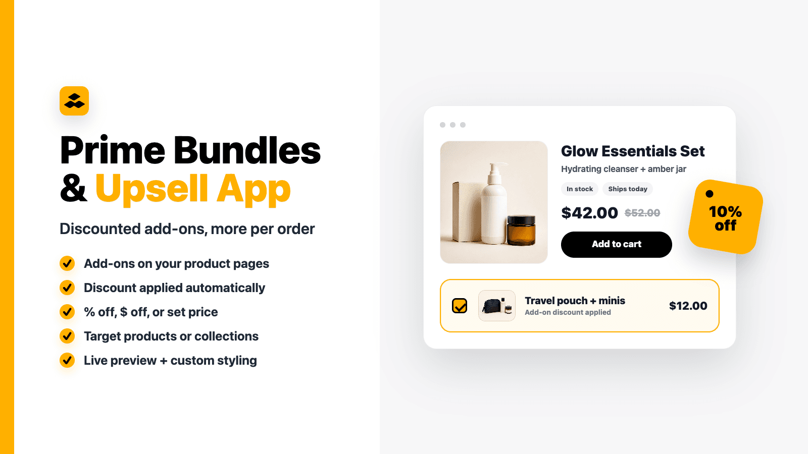 prim bundles and upsell app