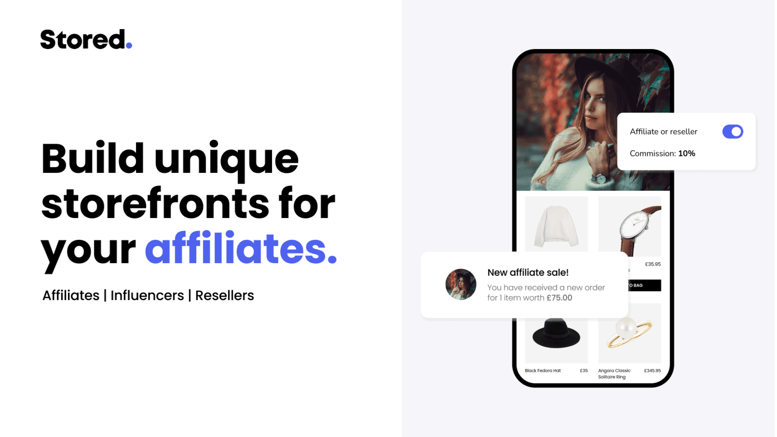 Build unique storefronts and microsites for your affiliates