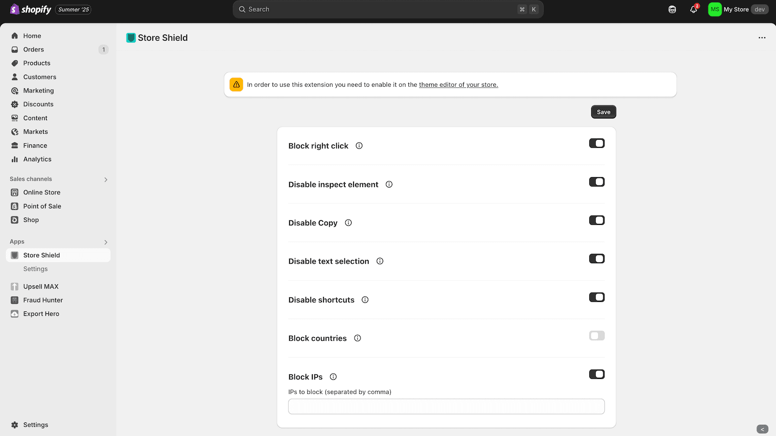 Protectify MAX dashboard