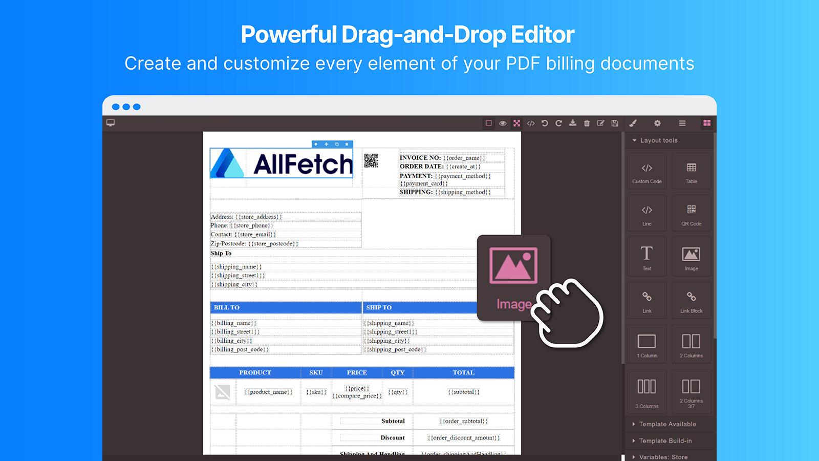 Create your own PDF Invoice with a drag-and-drop editor