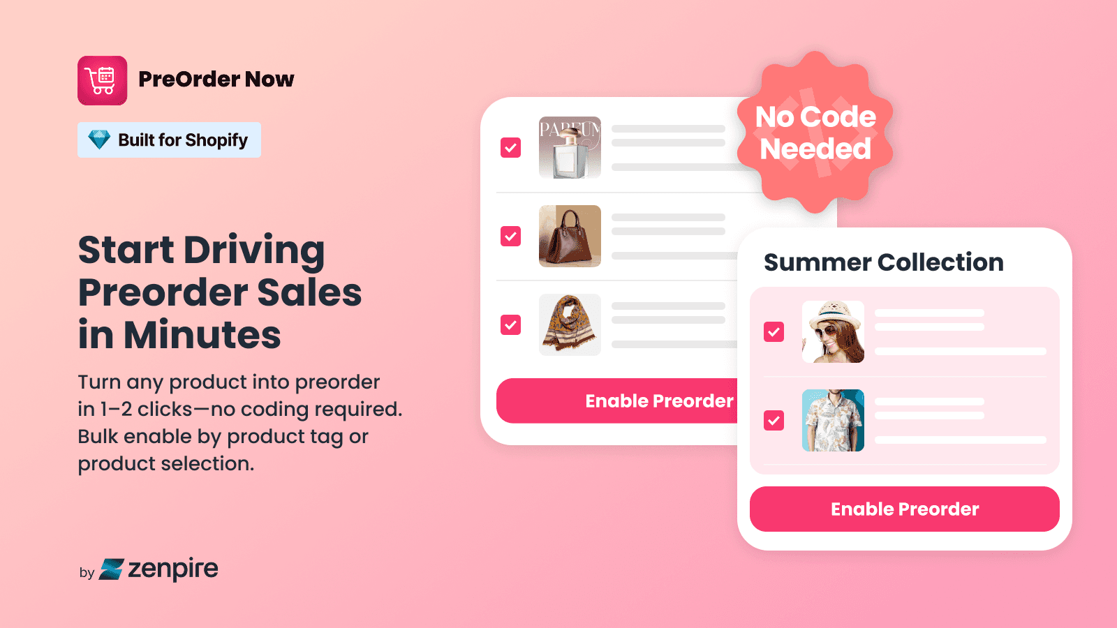 Bulk preorder enabling for products and variants in PreOder Now