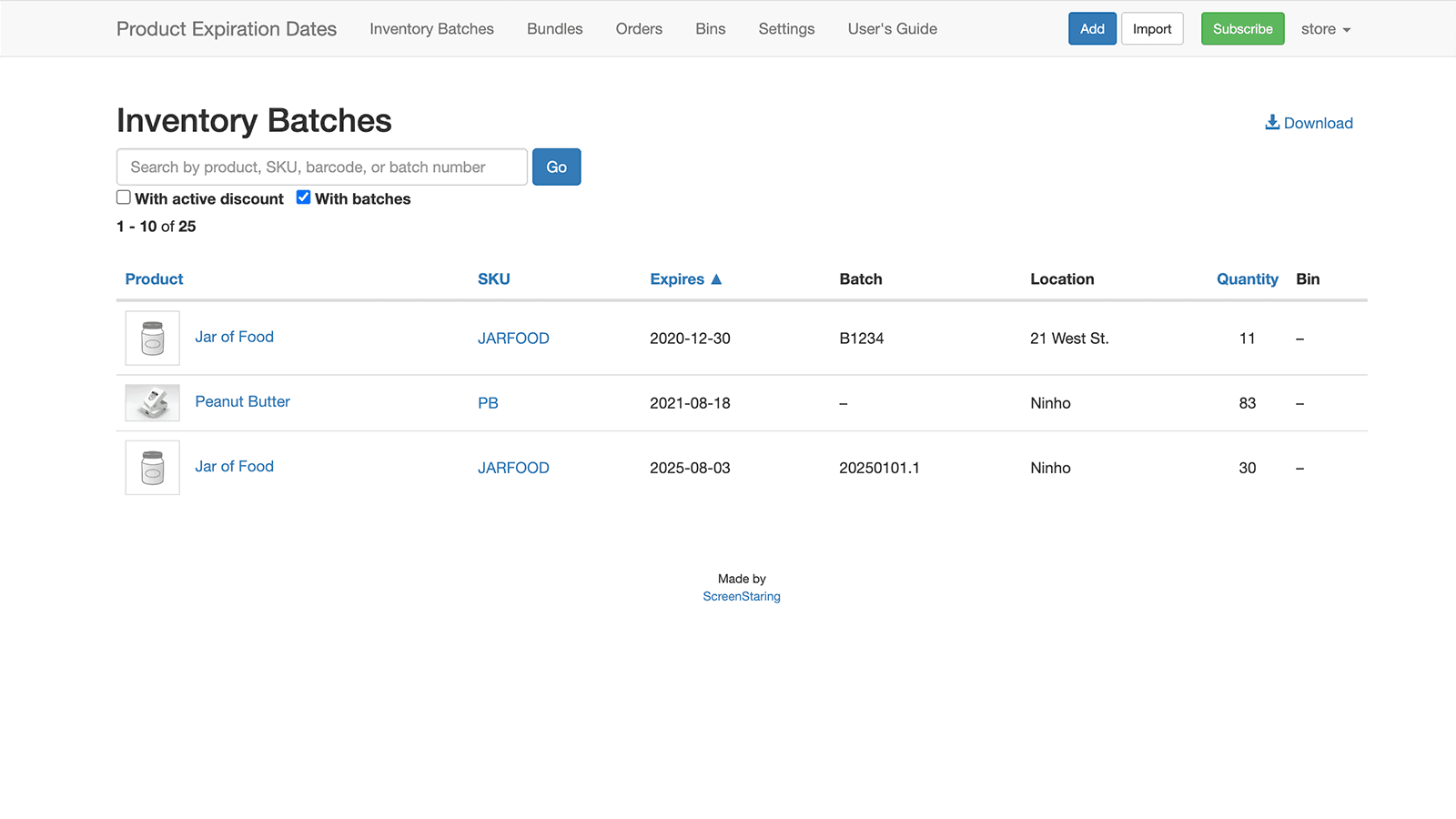 Product Expiration Date Batch Number Inventory Tracking