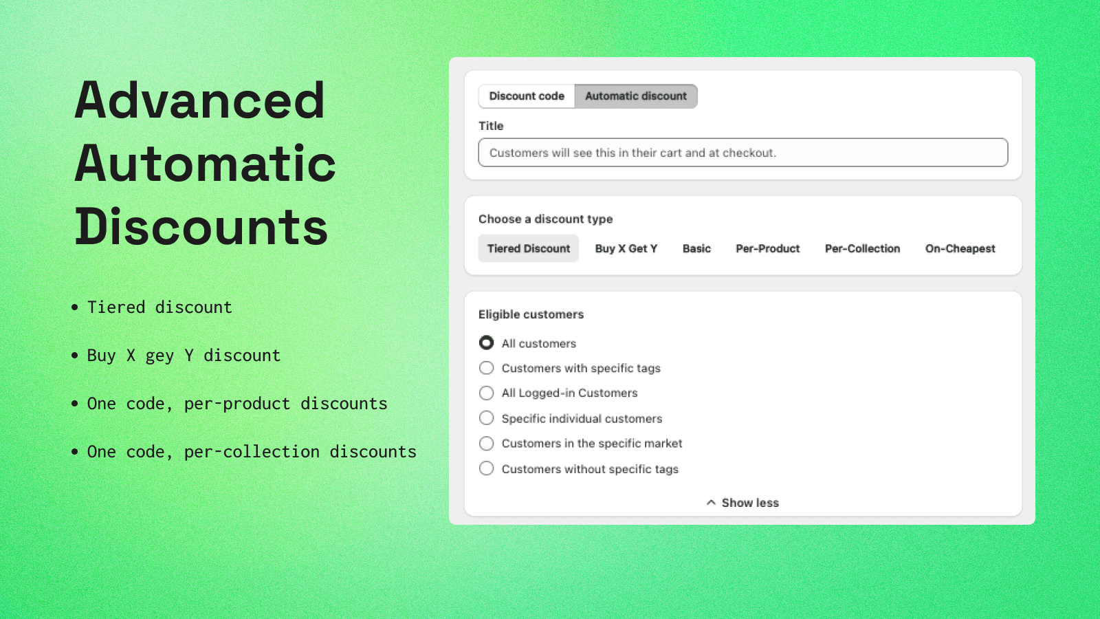 Automatic discounts shown on Shopify product page
