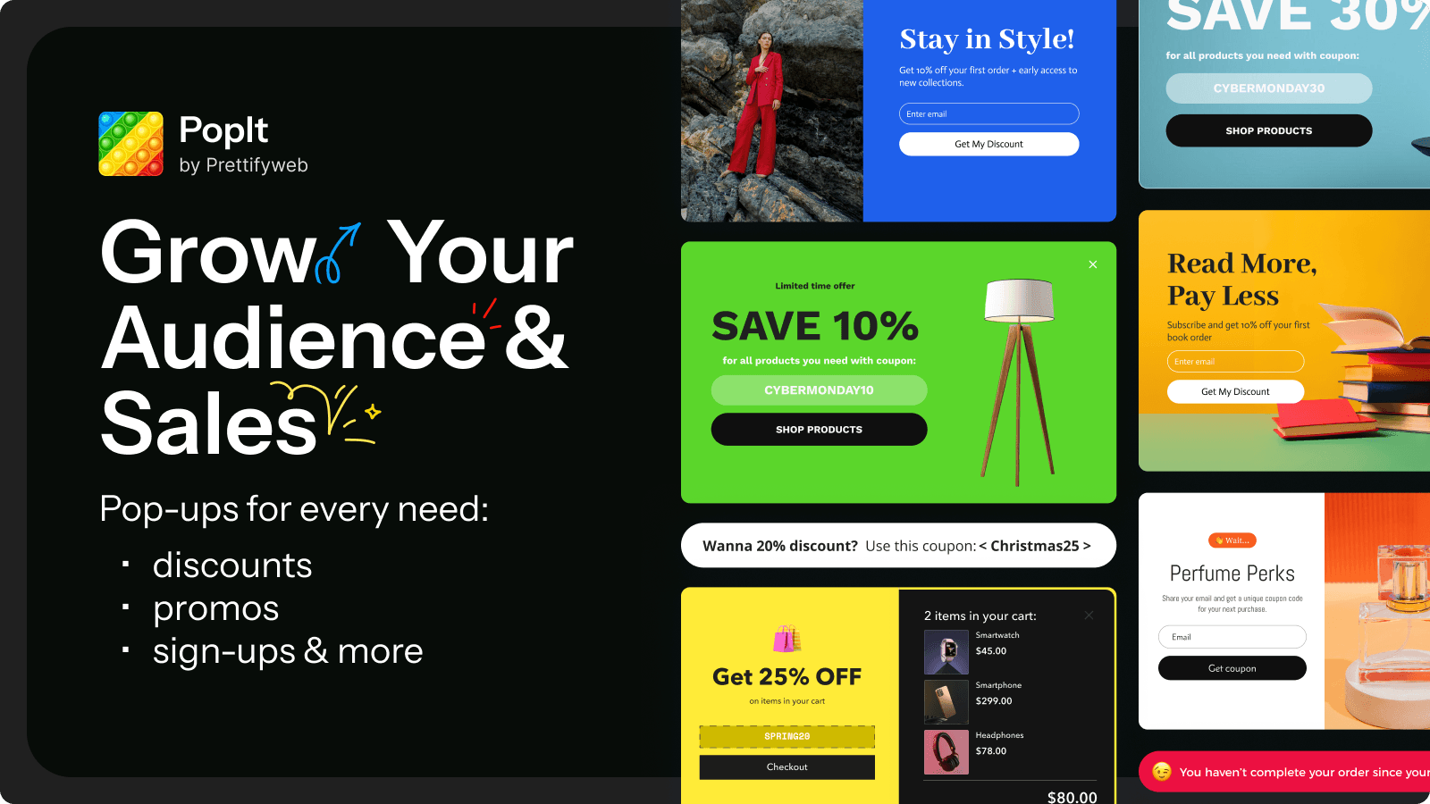 PopIt - popups for discounts, promos, sign-ups and exit intent
