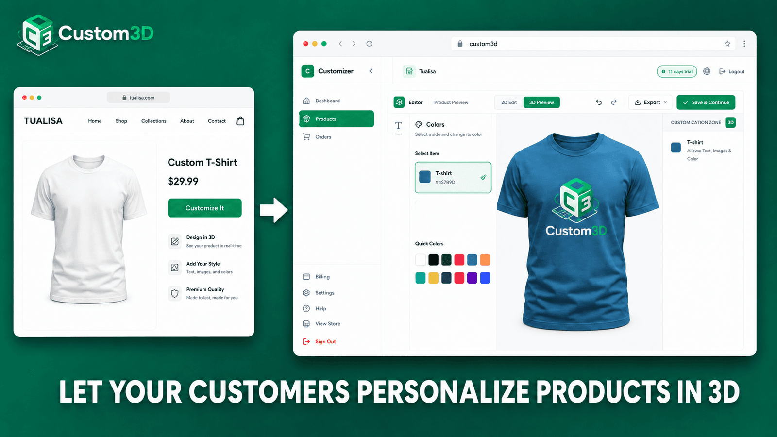 Customer personalizing a product in 3D from the store