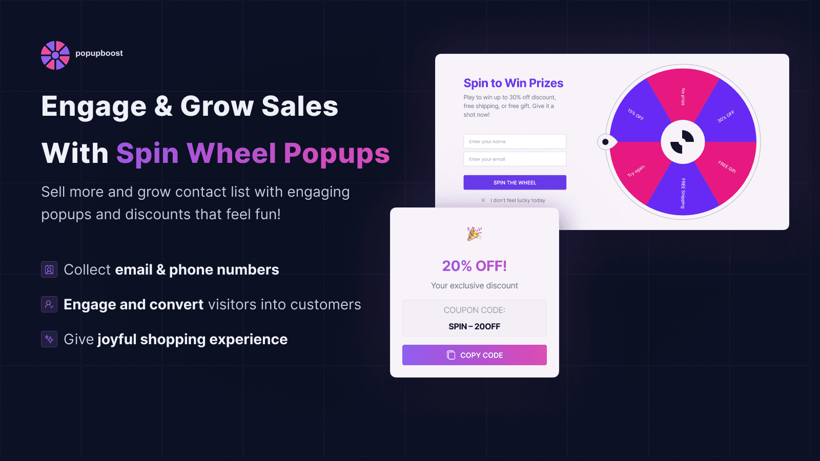 Spin wheel popup displayed on a storefront with prize options