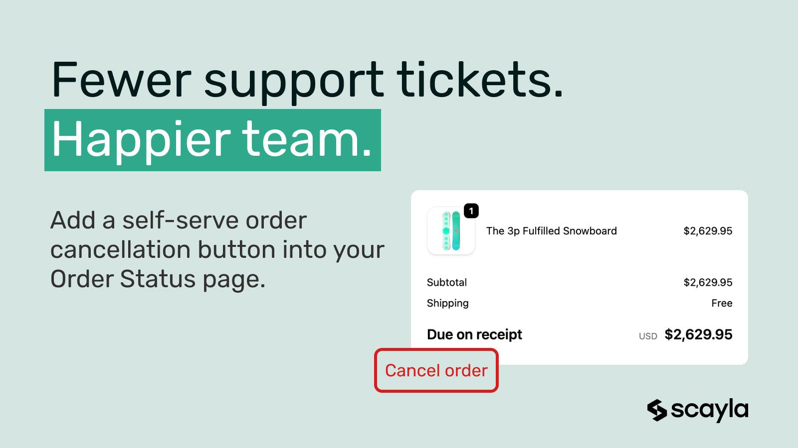 Cancel My Order "Fewer support tickets, happier team"