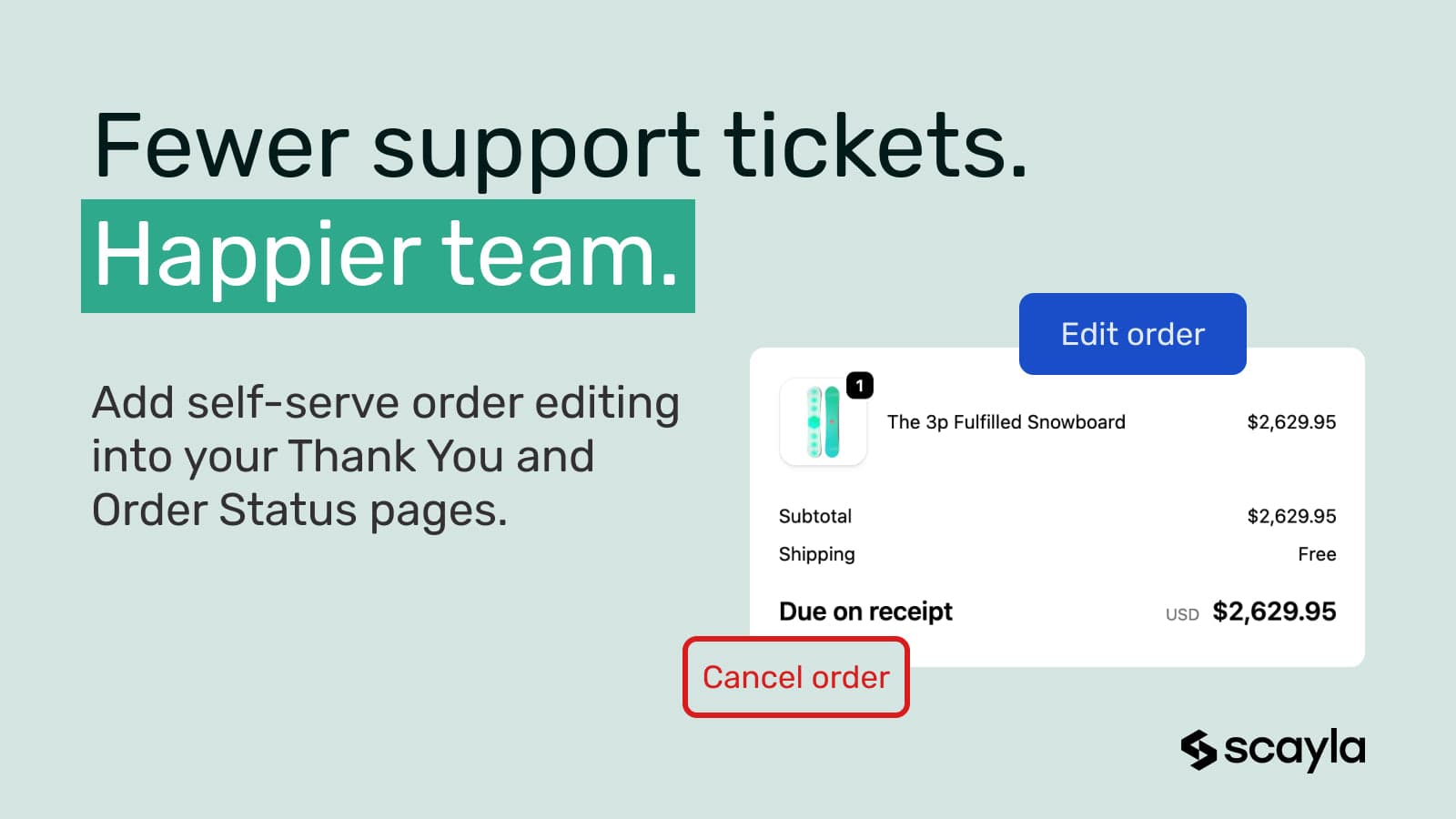 Editr Order Editing "Fewer support tickets, happier team"