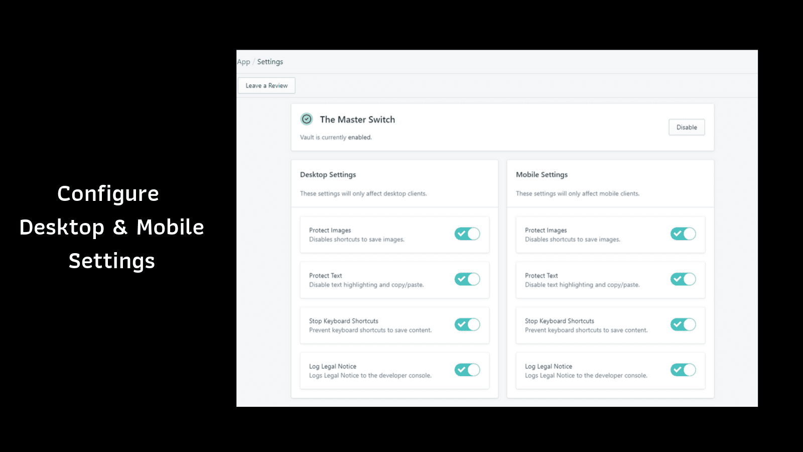 Configure Desktop & Mobile Settings with Vault