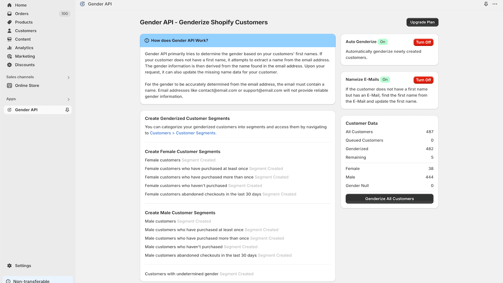 Determine Shopify Customers Gender with GenderAPI.io